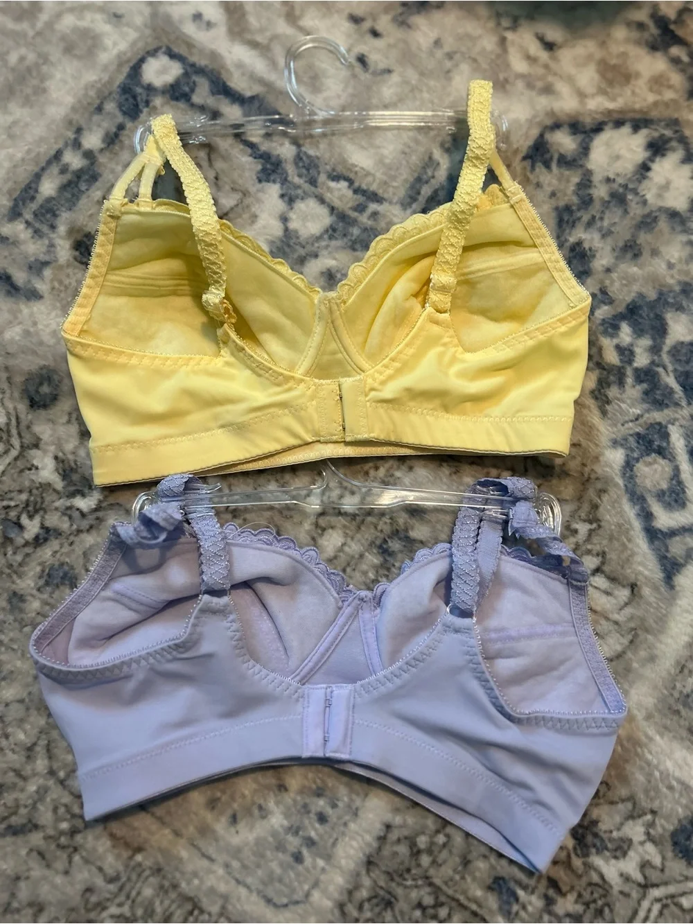Smart Fir Women's Lace-Embroidered Wireless Bralette - Yellow and Lavender
